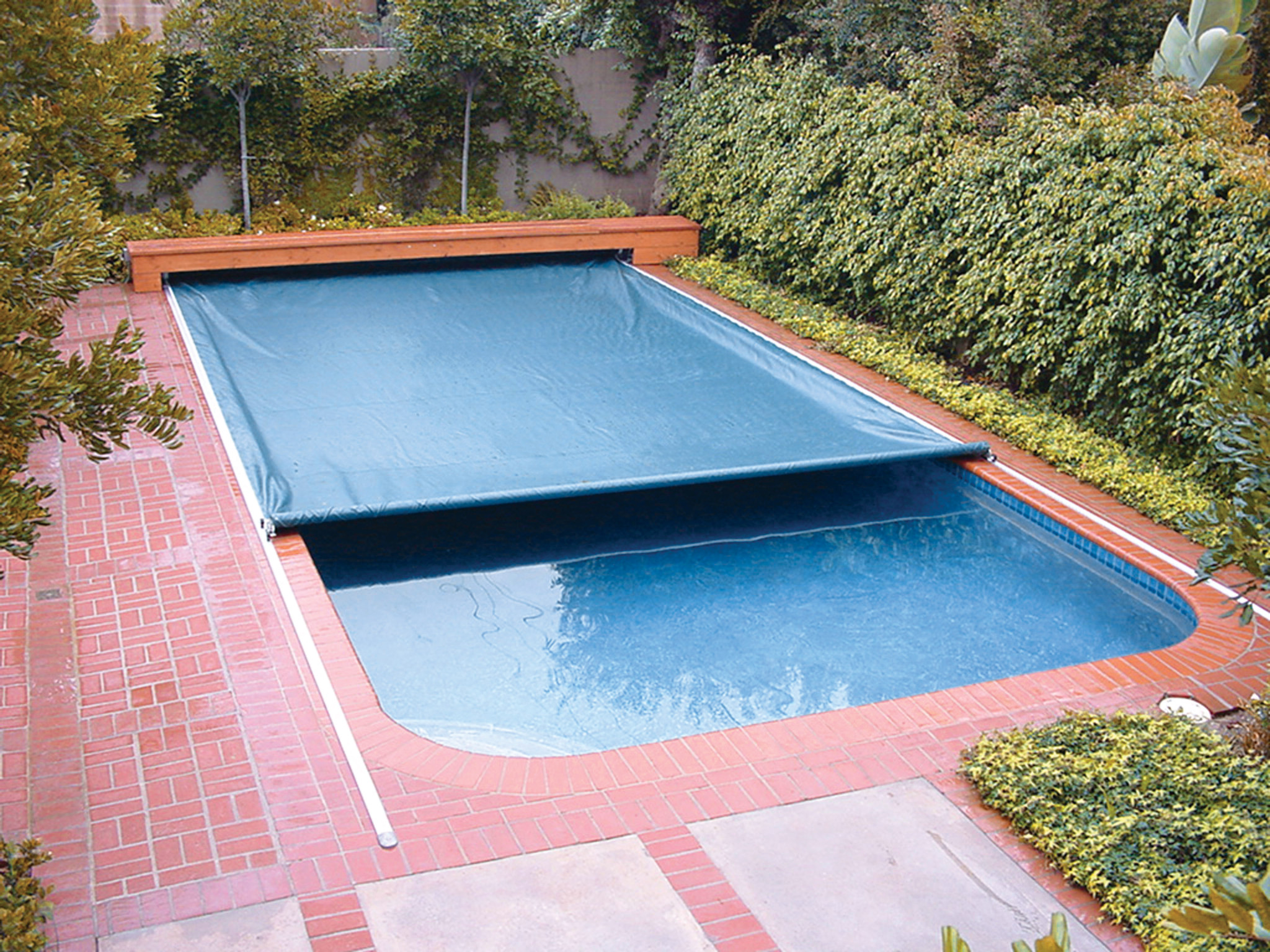 Pool cover bench installation